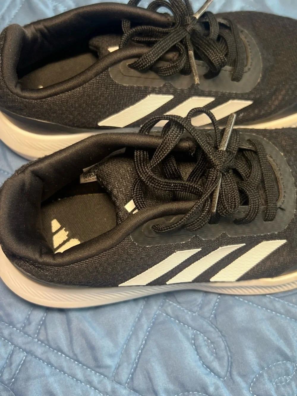 adidas Kids Black and White Slip-On Lace Sneakers
